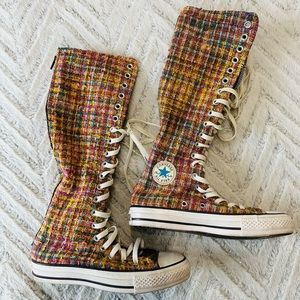 Converse All Star Tweed knee high Lace Up Rear Zip  Men Sz 4 Women Sz 6 Shoes